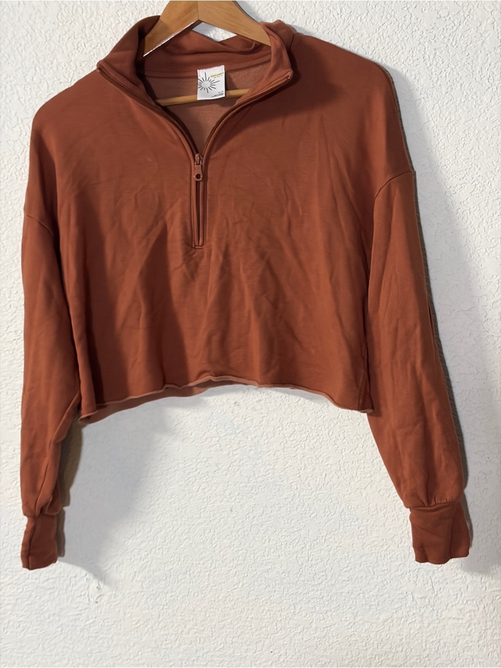 Women's Cropped Offline by Aerie OTT Fleece Quarter Zip Sweatshirt in Rust S